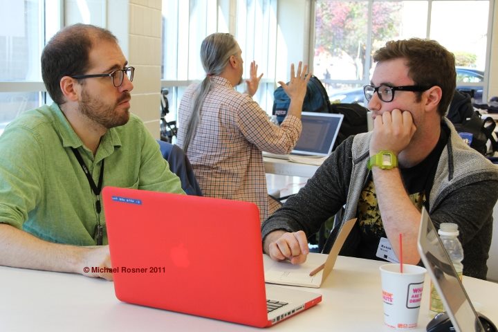 Andrew and Ronin during a design session